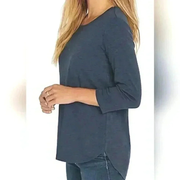 NWT Kirkland Signature 3/4 Sleeved T-shirt Blue Slub Knit Tee Ladies Medium - Picture 2 of 13